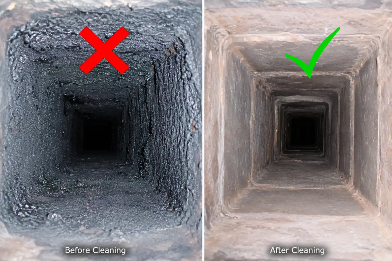 Before and after chimney restoration Cape St. Claire Bay-adjacent home
